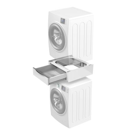 Meliconi 656112 - Междинна поставка за пералня и сушилня с изтеглящо се 28-литрово отделение за съхранение, бяла
