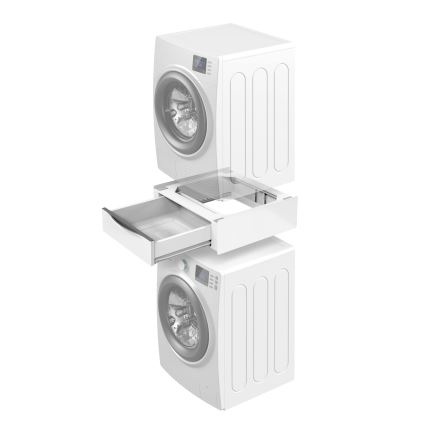Meliconi 656112 - Междинна поставка за пералня и сушилня с изтеглящо се 28-литрово отделение за съхранение, бяла
