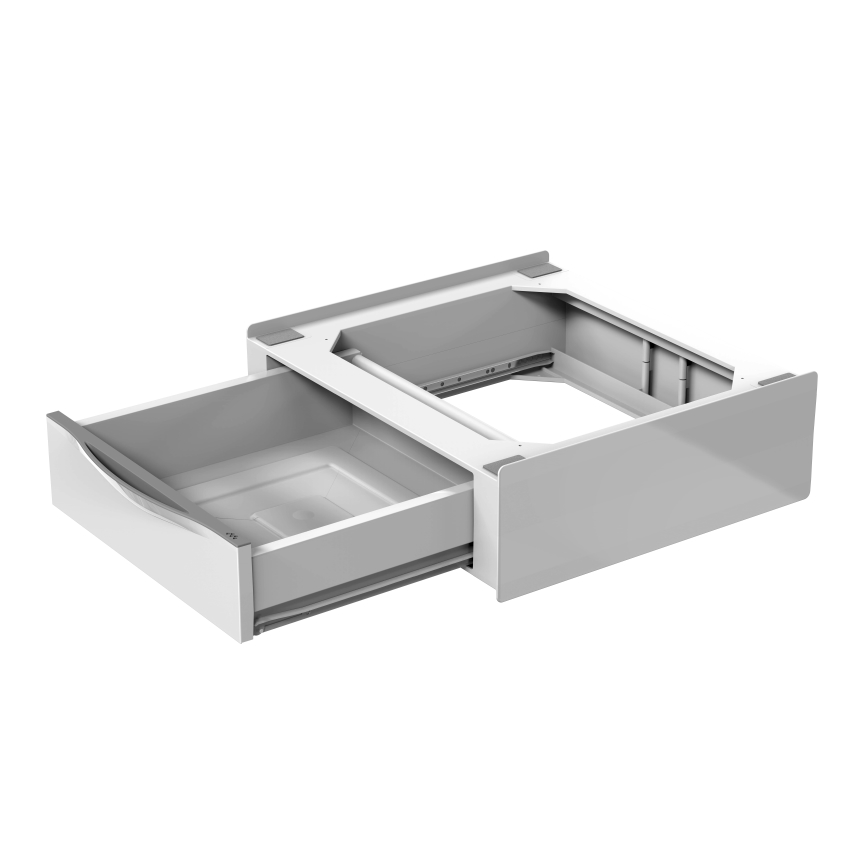 Meliconi 656112 - Междинна поставка за пералня и сушилня с изтеглящо се 28-литрово отделение за съхранение, бяла