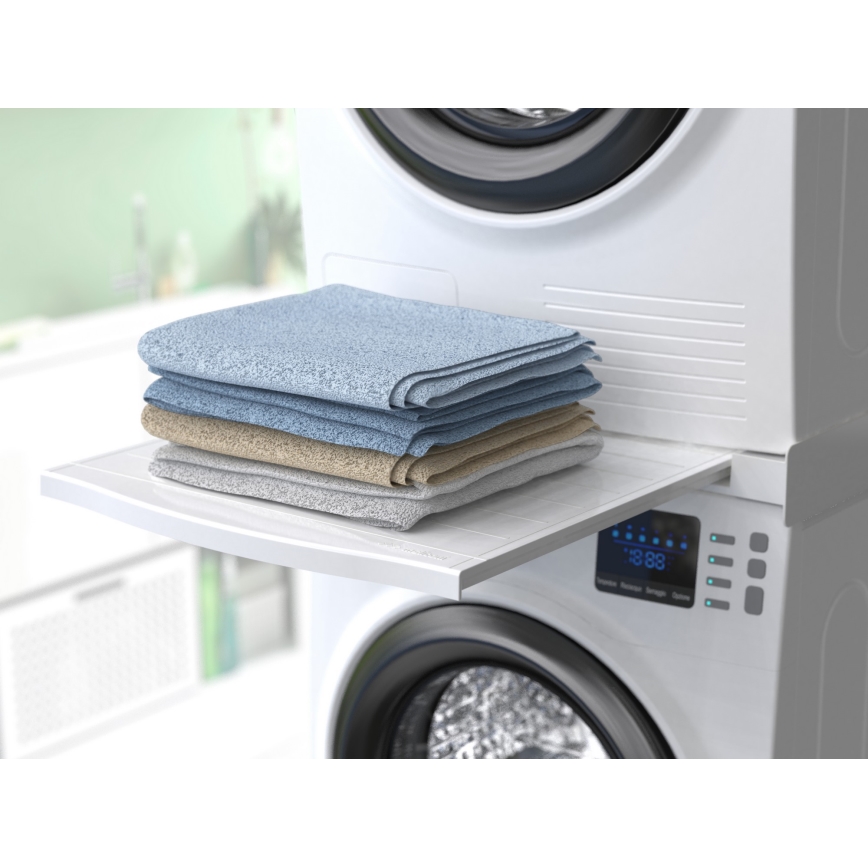 Meliconi 656113 - Междинна поставка за пералня и сушилня с изтегляща се полица 70 cm бяла