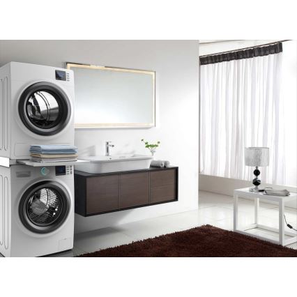 Meliconi 656113 - Междинна поставка за пералня и сушилня с изтегляща се полица 70 cm бяла