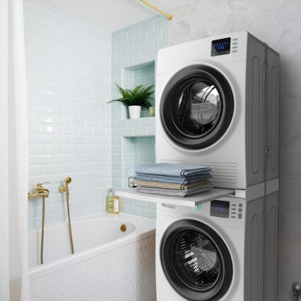 Meliconi 656113 - Междинна поставка за пералня и сушилня с изтегляща се полица 70 cm бяла