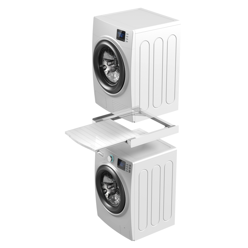 Meliconi 656113 - Междинна поставка за пералня и сушилня с изтегляща се полица 70 cm бяла