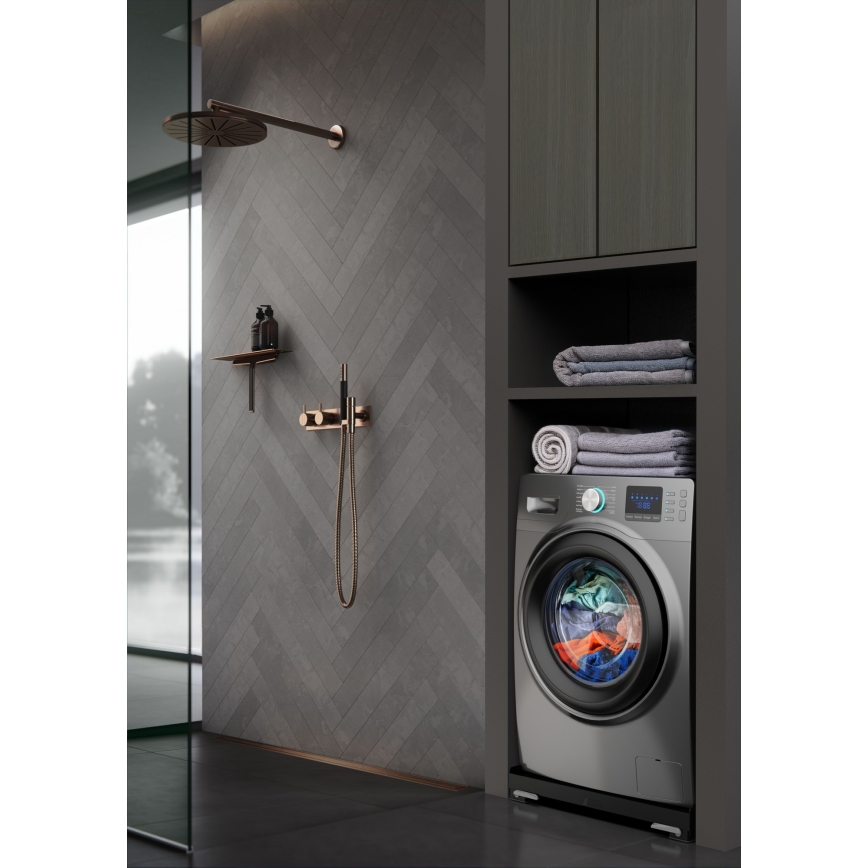 Meliconi 656168 - Антивибрационна подложка за пералня с прибиращи се колелца 47 см черна