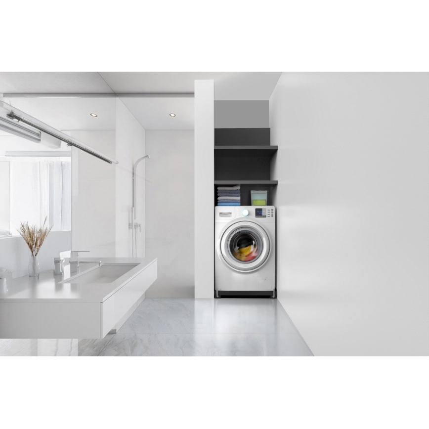 Meliconi 656168 - Антивибрационна подложка за пералня с прибиращи се колелца 47 см черна