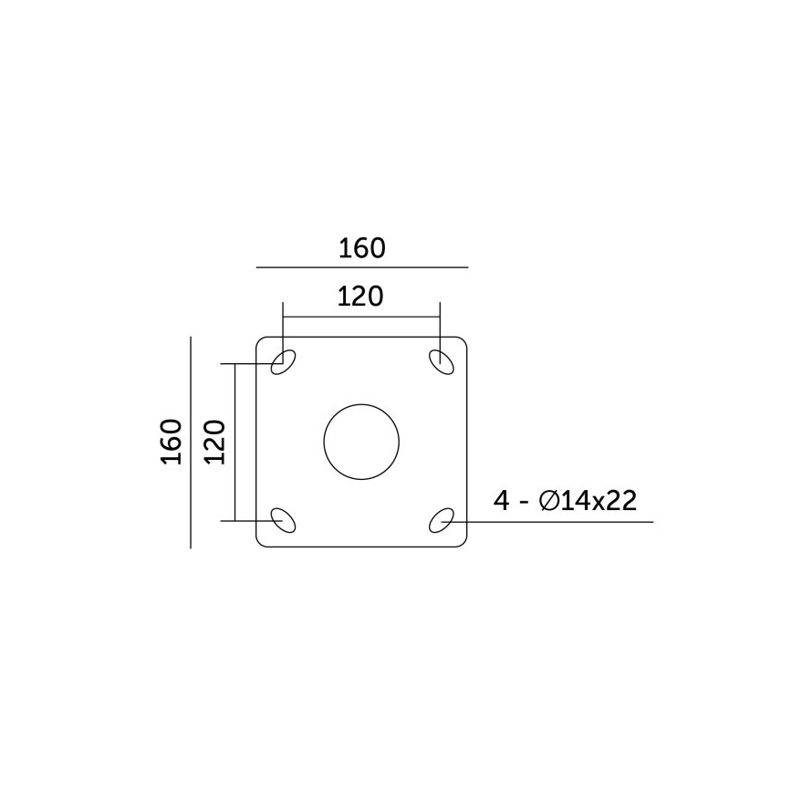 Метален стълб за външно осветление BASE, 4 м, Ø 60 мм, черен