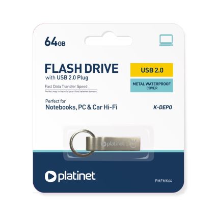Метален водоустойчив Flash Disk USB 64GB матов хром