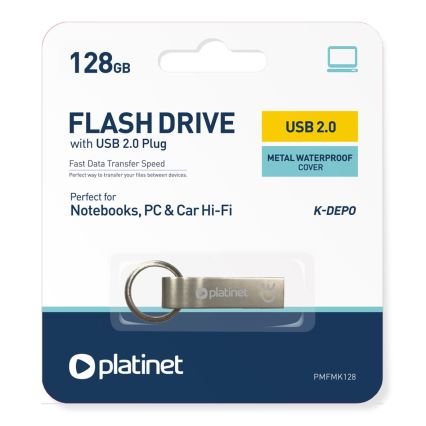 Метален водоустойчив Flash Disk USB 128GB матов хром