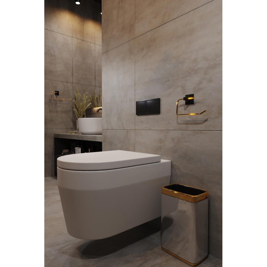 Метална поставка за тоалетна хартия 8x16 см черна/златиста