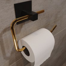 Метална поставка за тоалетна хартия 8x16 см черна/златиста