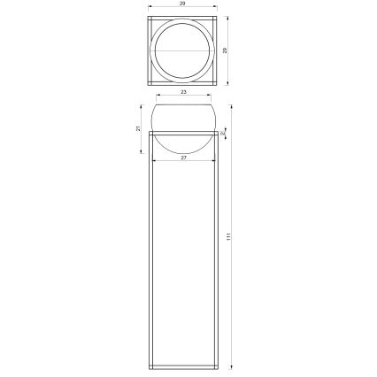 Метална саксия 111,3x29 см черна/златиста