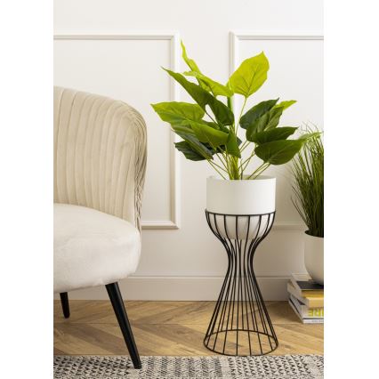 Метална саксия LOFT 46x20 см черен/бял