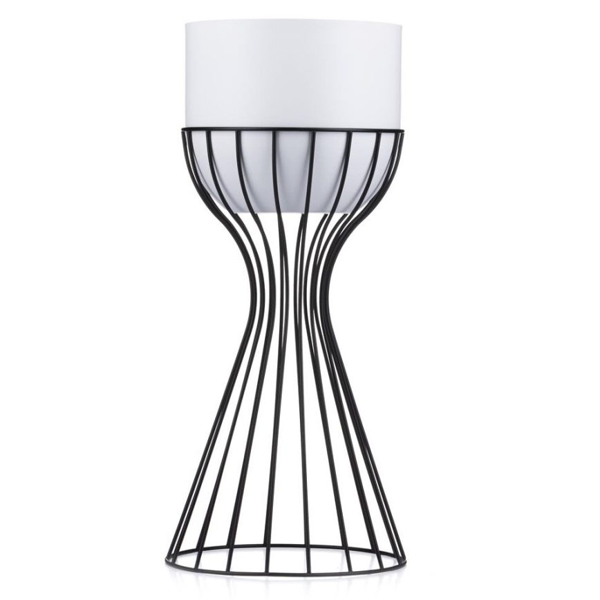 Метална саксия LOFT 46x20 см черен/бял