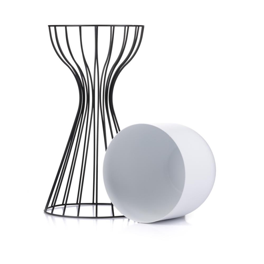 Метална саксия LOFT 46x20 см черен/бял