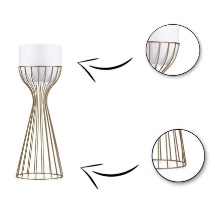 Метална саксия LOFT 46x20 см златист/бял