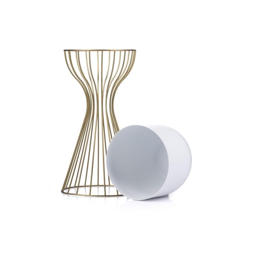 Метална саксия LOFT 46x20 см златист/бял