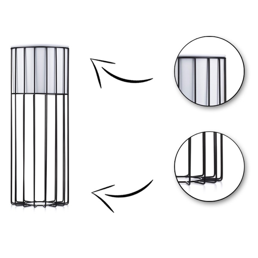 Метална саксия LOFT 55x20 см черен/бял