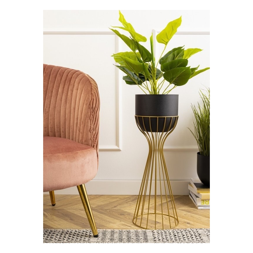 Метална саксия LOFT 56x20 см златист/черен