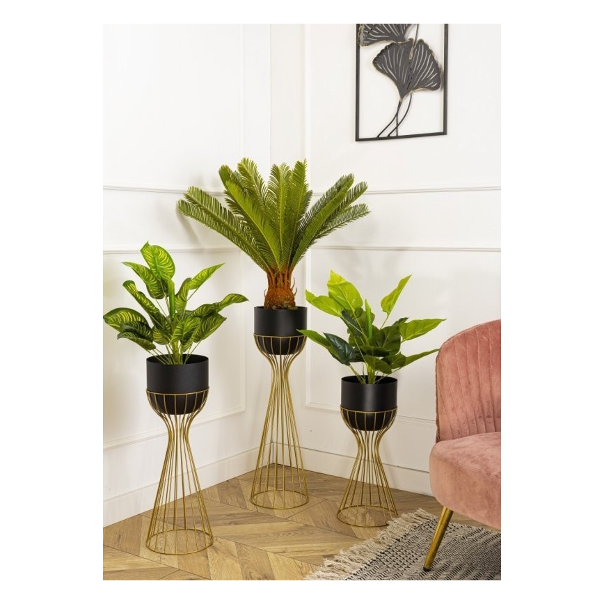 Метална саксия LOFT 56x20 см златист/черен