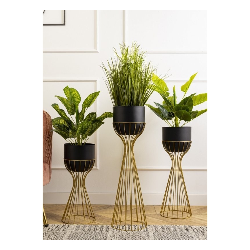 Метална саксия LOFT 56x20 см златист/черен