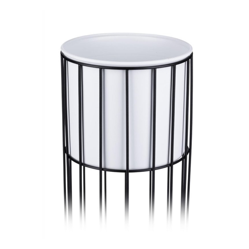 Метална саксия LOFT 70x20 см черен/бял