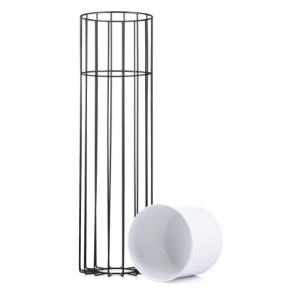 Метална саксия LOFT 70x20 см черен/бял