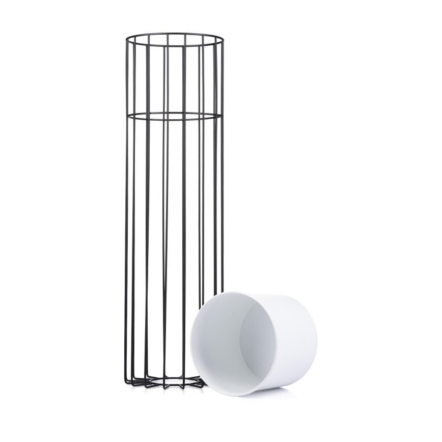 Метална саксия LOFT 70x20 см черен/бял