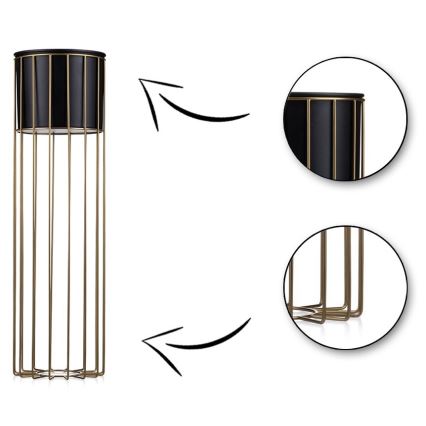 Метална саксия LOFT 70x20 см златист/черен