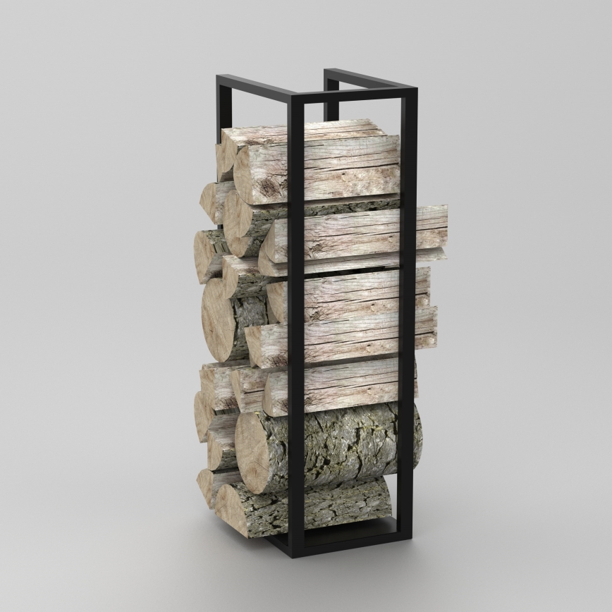 Метална стойка за дърва 100x30 см черна