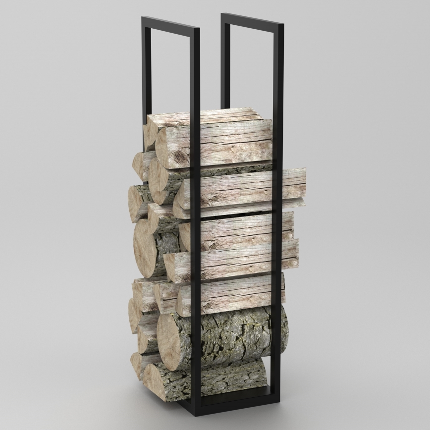 Метална стойка за дърва 120x40 см черна