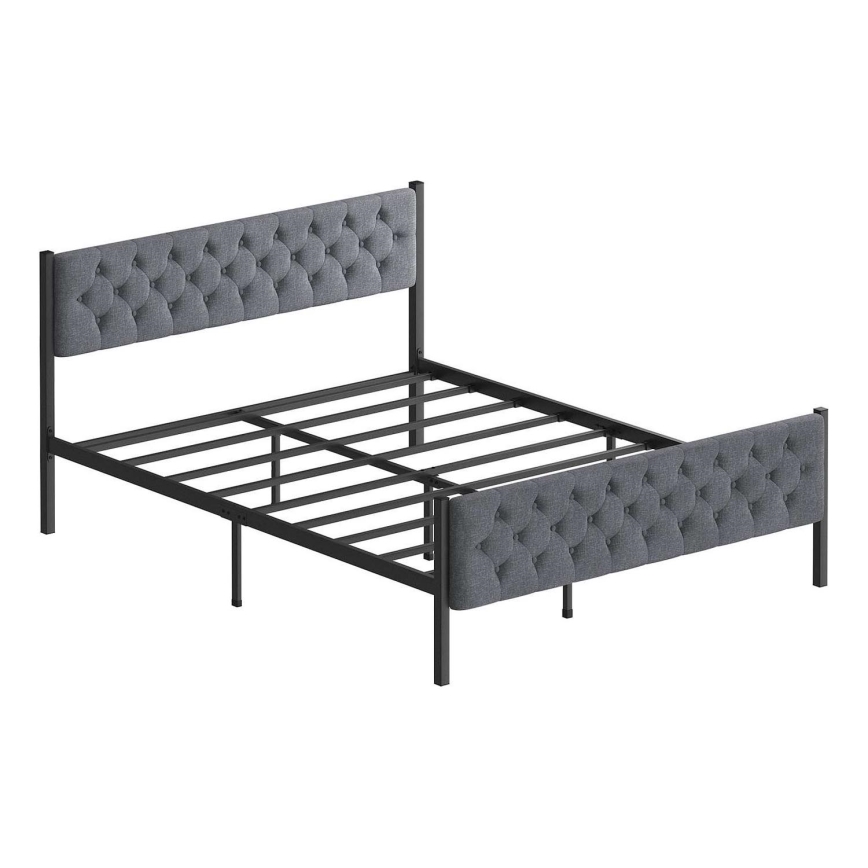 Метално двойно легло KAROM 120x200 см, сиво, товароносимост 120 кг