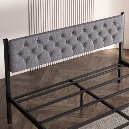 Метално двойно легло KAROM 120x200 см, сиво, товароносимост 120 кг