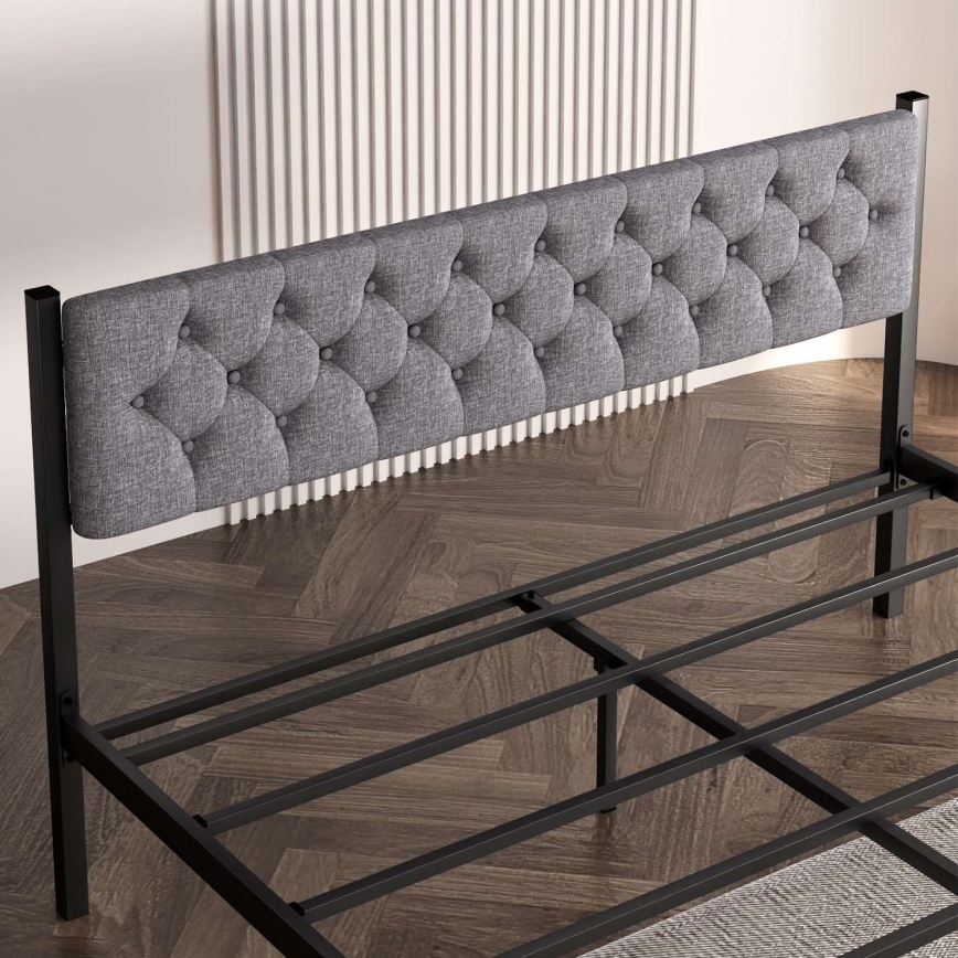Метално двойно легло KAROM 120x200 см, сиво, товароносимост 120 кг