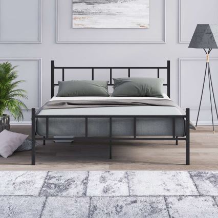 Метално двойно легло PIRON 140x200 см, черно, товароносимост 200 кг