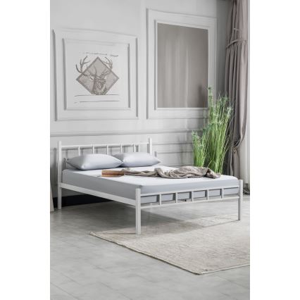 Метално двуспално легло ORMEL 120x200 см, бяло, носимост 120 кг