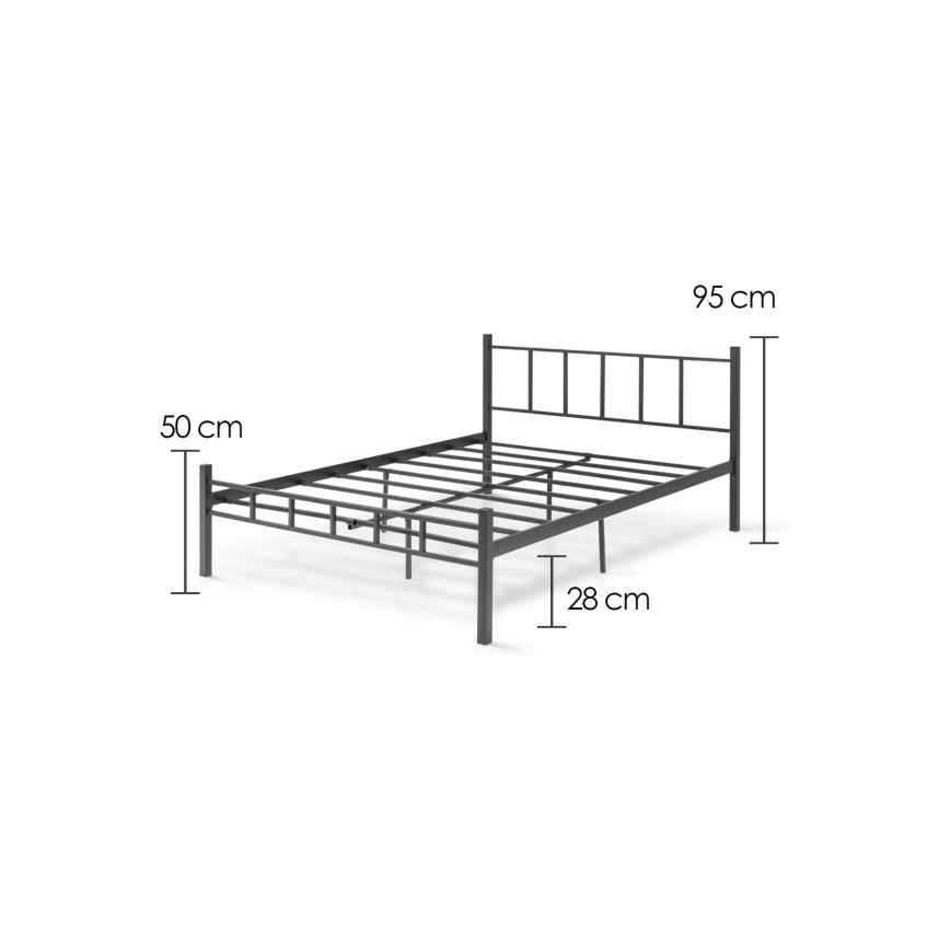Метално двуспално легло ORMEL 120x200 см, черно, носимост 120 кг