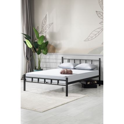 Метално двуспално легло ORMEL 120x200 см, черно, носимост 120 кг