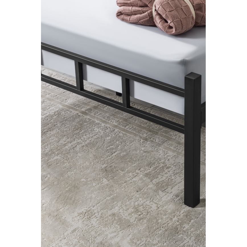 Метално двуспално легло ORMEL 120x200 см, черно, носимост 120 кг