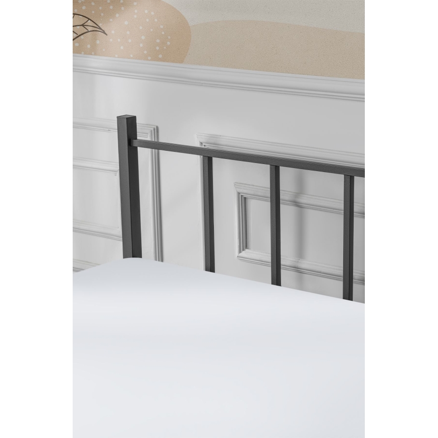 Метално двуспално легло ORMEL 120x200 см, черно, носимост 120 кг