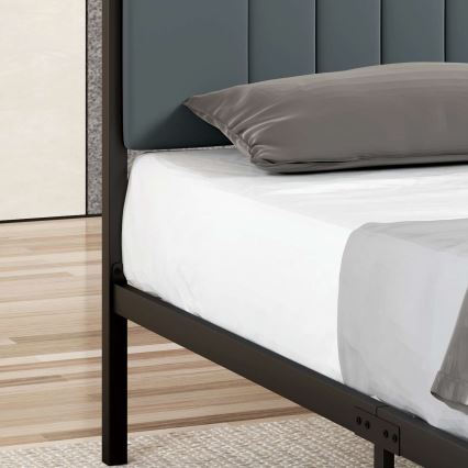 Метално единично легло LUNOR 90x200 см, антрацит, максимално натоварване 120 кг