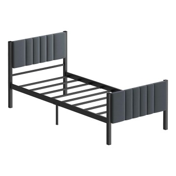 Метално единично легло LUNOR 90x200 см, антрацит, максимално натоварване 120 кг