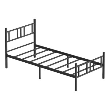Метално единично легло PIRON 90 x 200 см, черно, с товароносимост 120 кг