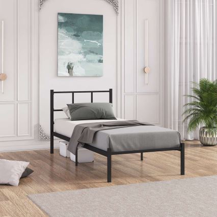Метално едноспално легло ROVAN 90x200 см, черно, товароносимост 120 кг