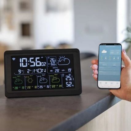 Метеорологична станция с LCD дисплей GoSmart 230V/3xAAA + 2×AAA Wi-Fi Tuya черен