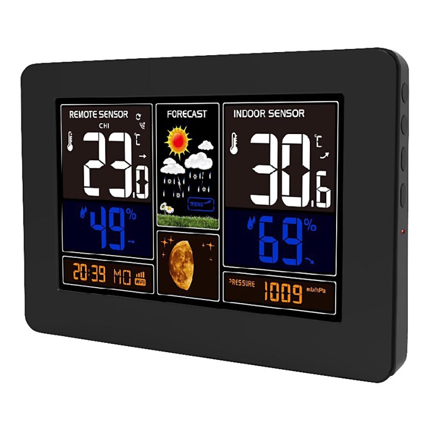 Метеорологична станция с цветен LCD дисплей 2xAA/5V + 2xAA Wi-Fi Tuya