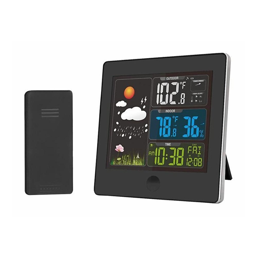 Метеорологична станция с LCD дисплей 230V/2xAAA + 2xAAA черен