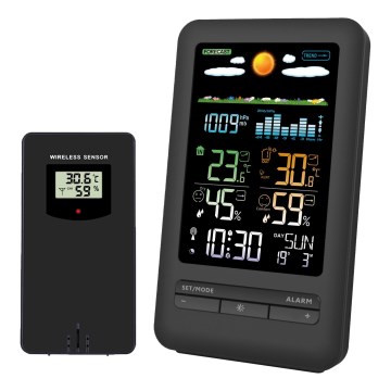Метеорологична станция с LCD дисплей 2xAA + 2xAA черна