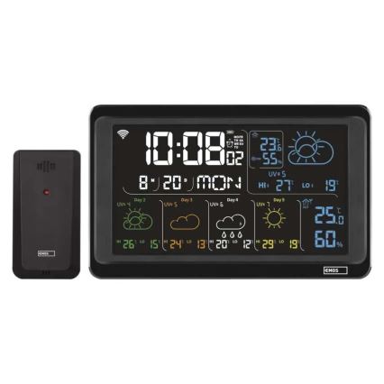 Метеорологична станция с LCD дисплей GoSmart 230V/3xAAA + 2×AAA Wi-Fi Tuya черен