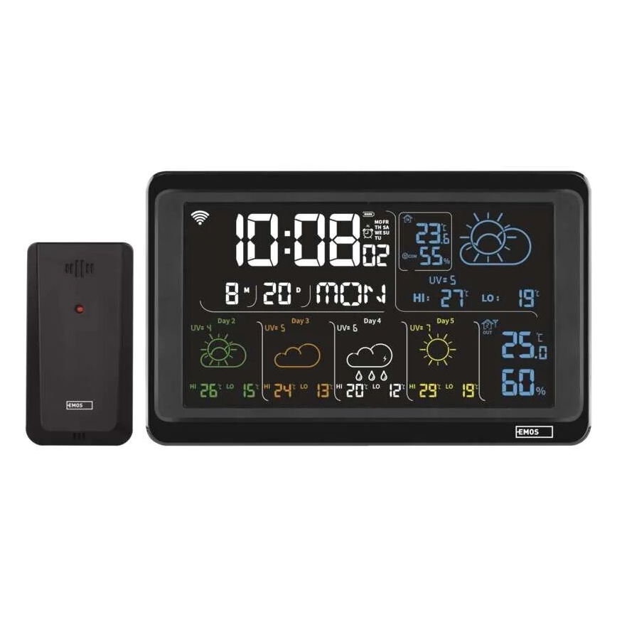 Метеорологична станция с LCD дисплей GoSmart 230V/3xAAA + 2×AAA Wi-Fi Tuya черен