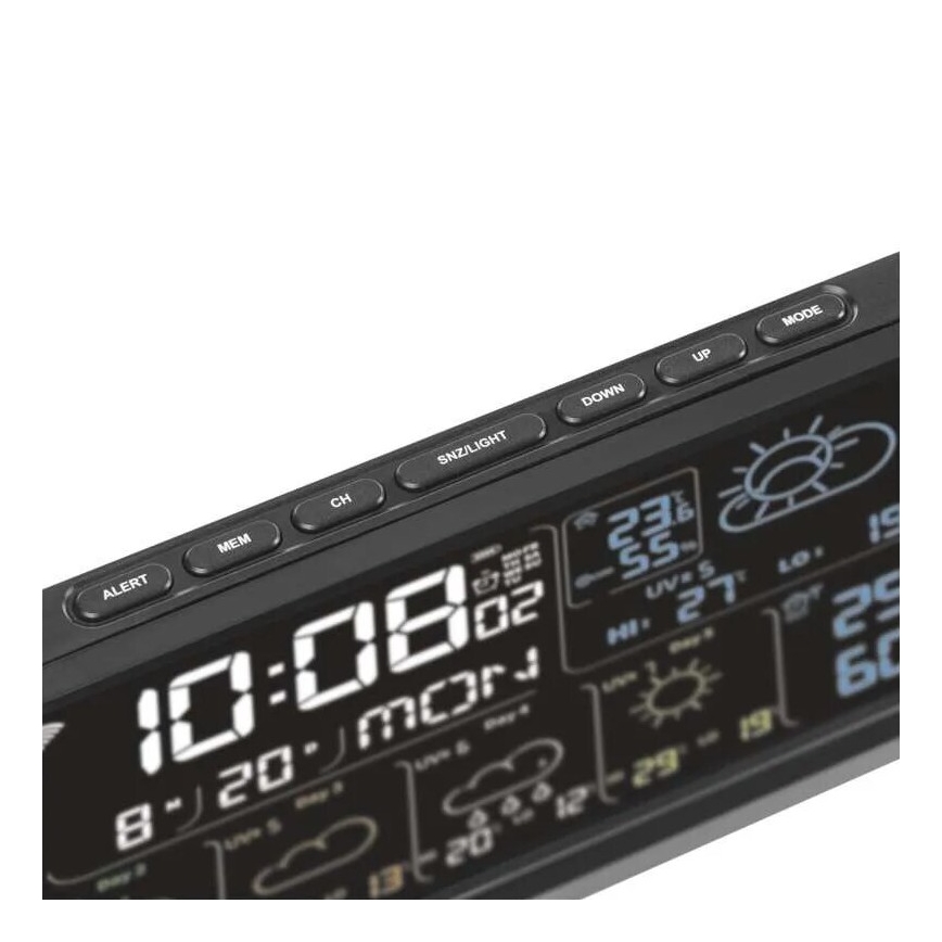 Метеорологична станция с LCD дисплей GoSmart 230V/3xAAA + 2×AAA Wi-Fi Tuya черен